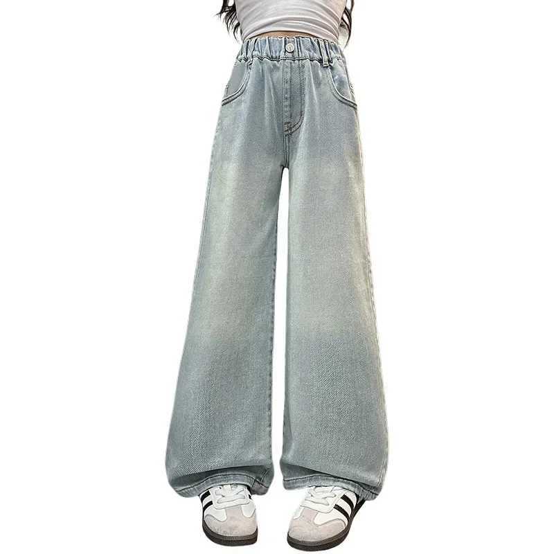 Girls Love Jeans 2025 New Teen Childrens Loose Casual Straight Leg Wide Leg Pants Spring and Autumn Pants Trousers 5-14YT2502320