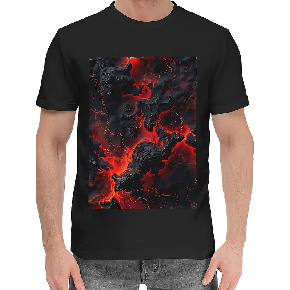 T shirt for Mens Mens Novelty T-Shirts Graphic 2D Print Summer Short Sleeve Black and Red Abstract Shirts Tshirt Graphic Tee Casual Tops Clothes Short