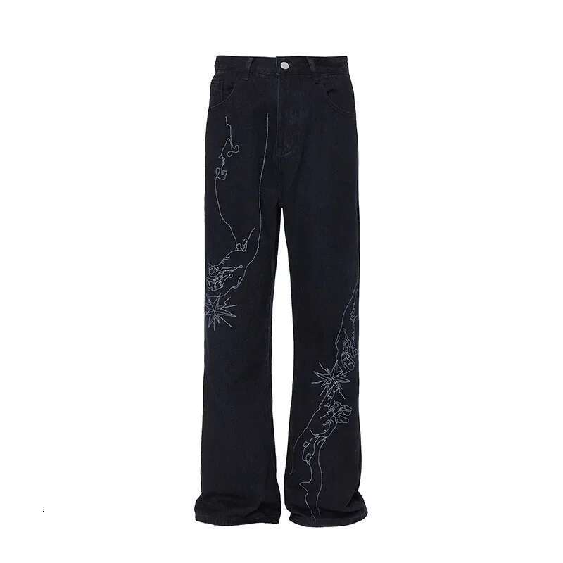 Designer Jeans Retro American Niche Design Hand-painted Men's And Women's Jeans Fashion Brand Street Wear Loose Straight Leg Pants Casual Cl
