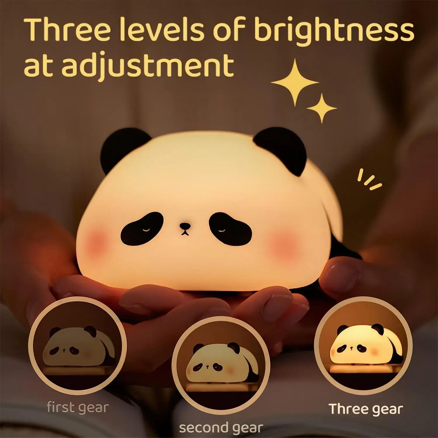 Cute Panda LED Night Lights Lion Silicone Sleeping Lamp USB Rechargeable Timing Bedside Baby Nightlights For Birthday Gift 250319