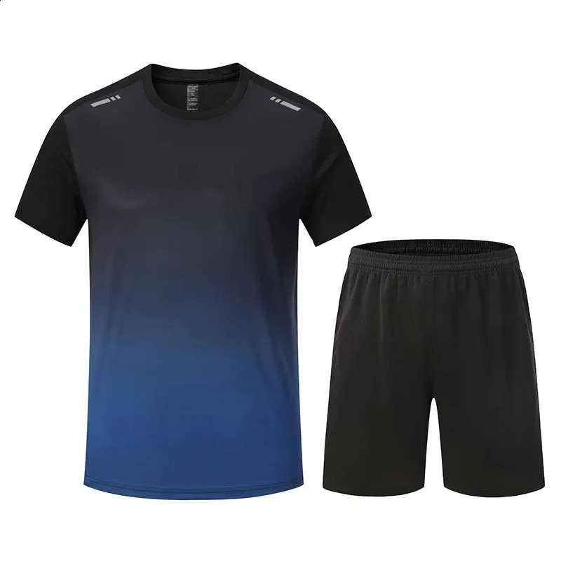 Men Tracksuit Quick Dry Sport Running Set Gym Jogging Sweatsuit Set 2 Pieces Fitness Training Football Suit Man Gym Clothing 250319
