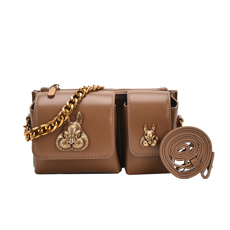 Small Fashion Trend Motorcycle For Women New Spring/Summer Chain Rabbit One Shoulder High Grade Oblique Straddle Bag