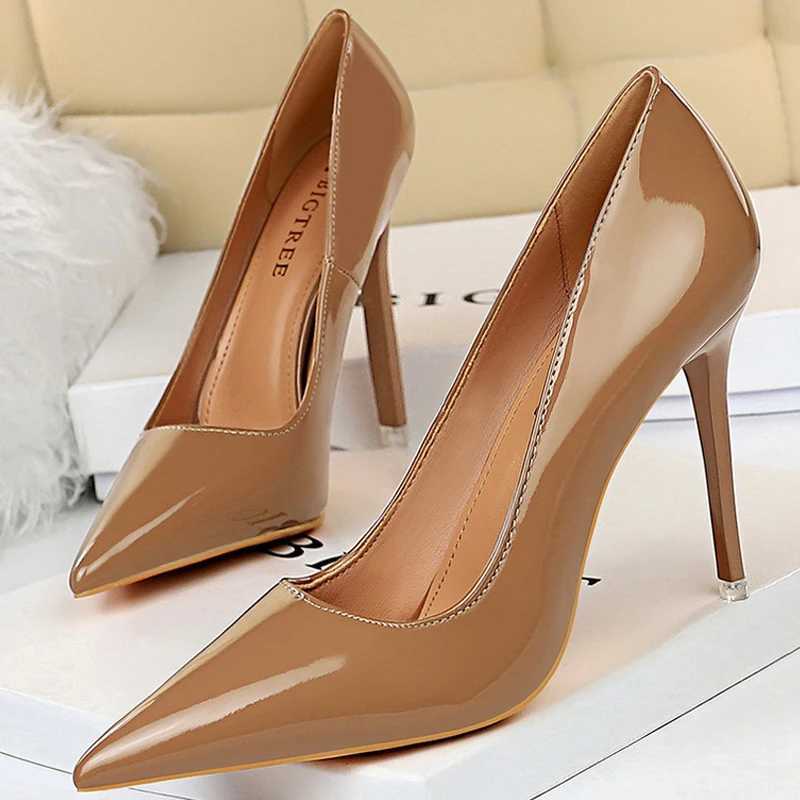 BIGTREE Shoes Patent Leather Shoes Wan Pumps High H Stiletto H 10.5 Cm Red Wedding Shoes Bridal Shoes Wen H 2025 Y250319
