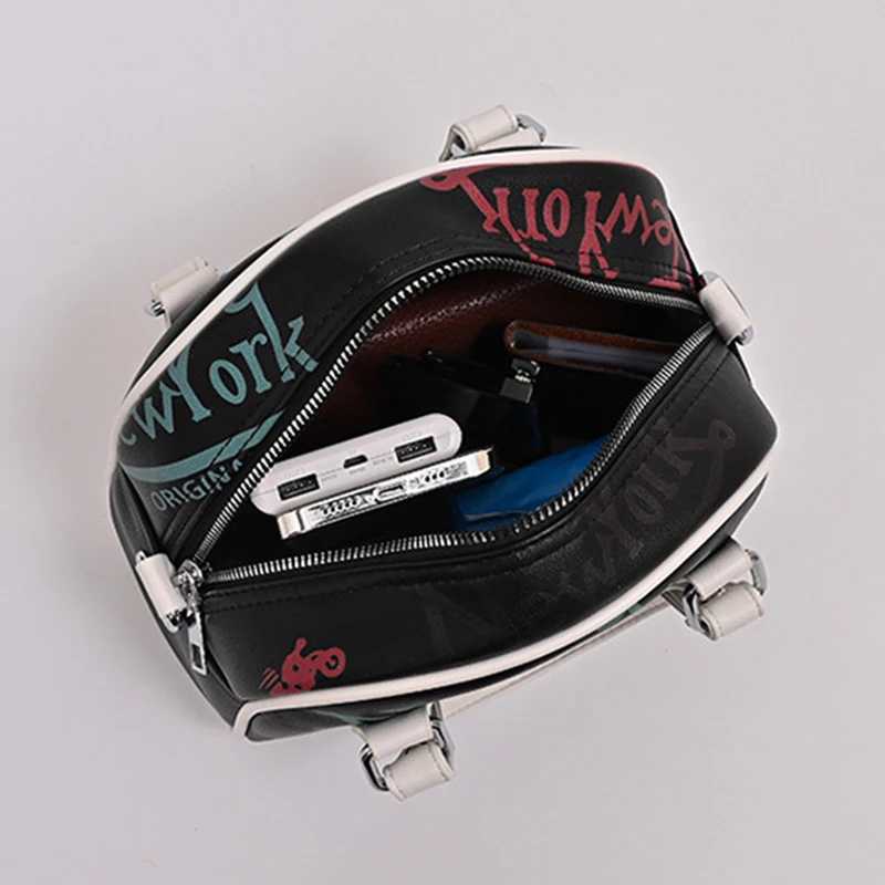Womens cross body bag leather letter printing New York shell bag large capacity womens handbag Y250319