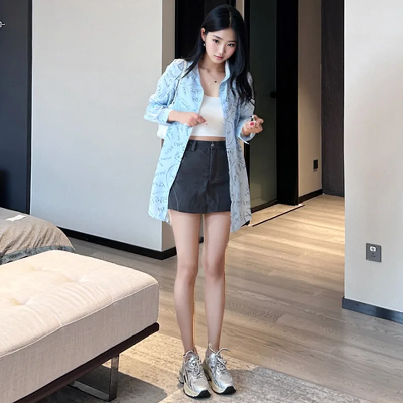 2025 Arrival Womens Loose Sun Block Shirt with Letter Print and Button Fashionable Elegant Blouses 250320
