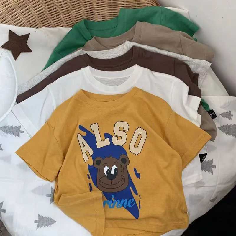 Printed Short Sleeve Tshirts Summer New Brand Tops Kids Boys Tees Casual Fashion O-neck 100% Cotton Pullover Shirt For 2-7YearsT250320