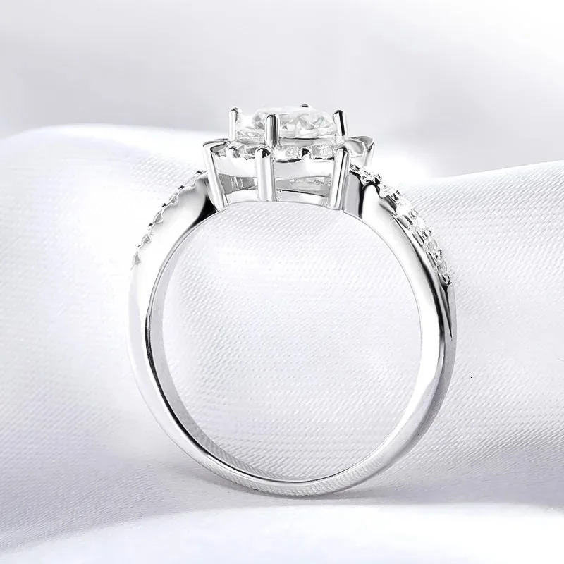 1CT GRA Certified Moissanite Engagement Ring for Women Lab Diamond Twisted Arm Wedding Promise Band 925 Sterling Silver Rings