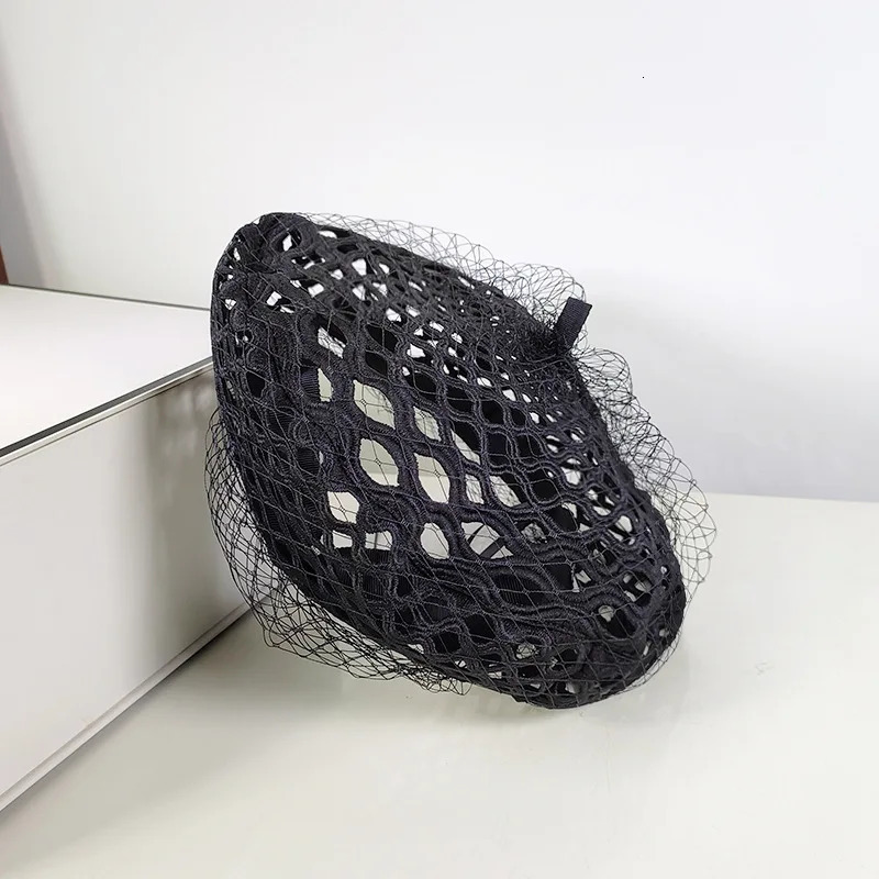 04-my ins chic Elegant mesh hollow n lady beret cap women Leisure painter hat 250320