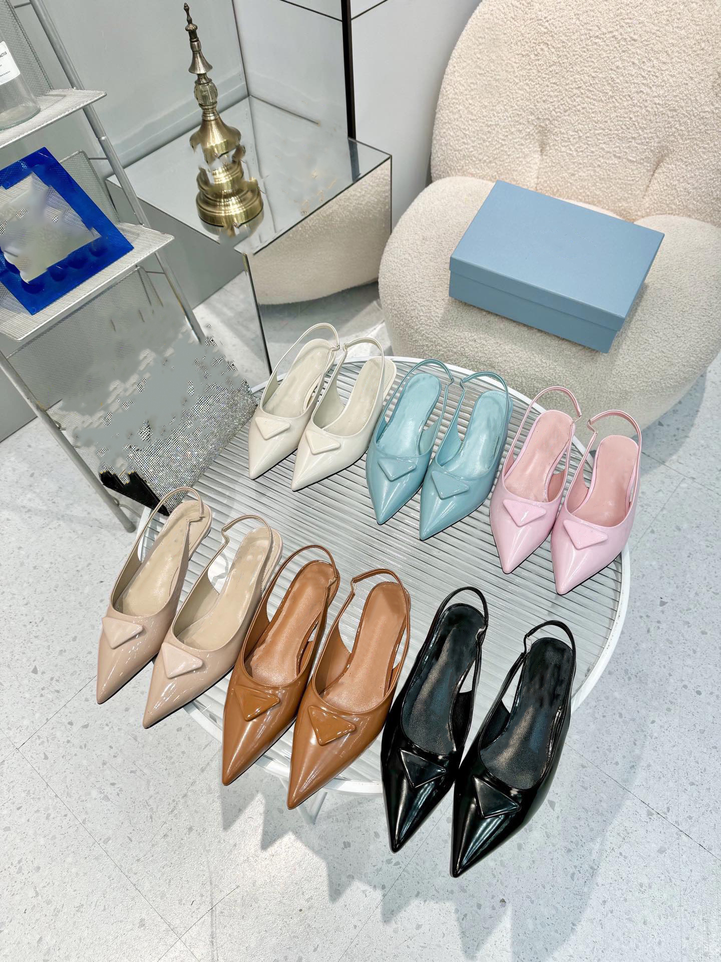 10A Top High Quality Top Designer Sandals For Women Slingback Heels Classic High Heels Pointed Toe Stiletto Heels Dress Shoes Leather Kitten Heels With Case