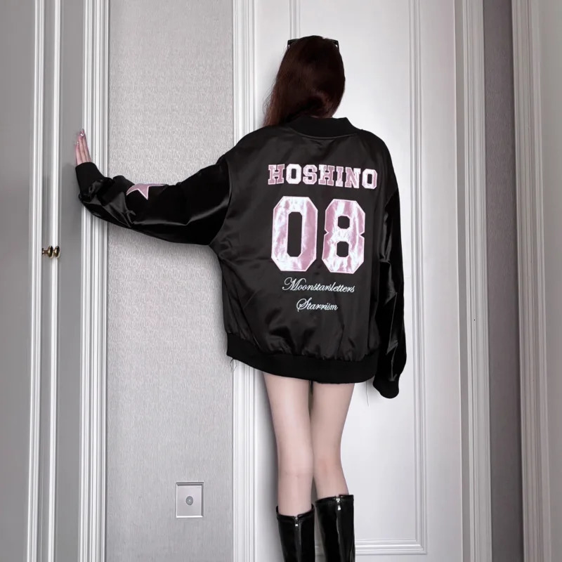 Hip hop star y bomber baseball jacket Y2k clothing womens fashion Grunge Emo Kpop sports shirt 2000s aesthetic 250314