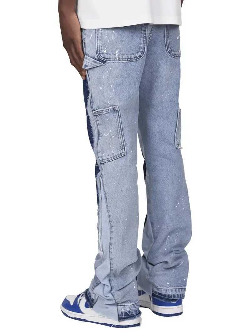 High Street Harajuku Fashion Furred Edge Micro Flared Skinny Jeans for Men Y2k Punk Rock Pants Gothic Retro Stretch Mop PantsT250319