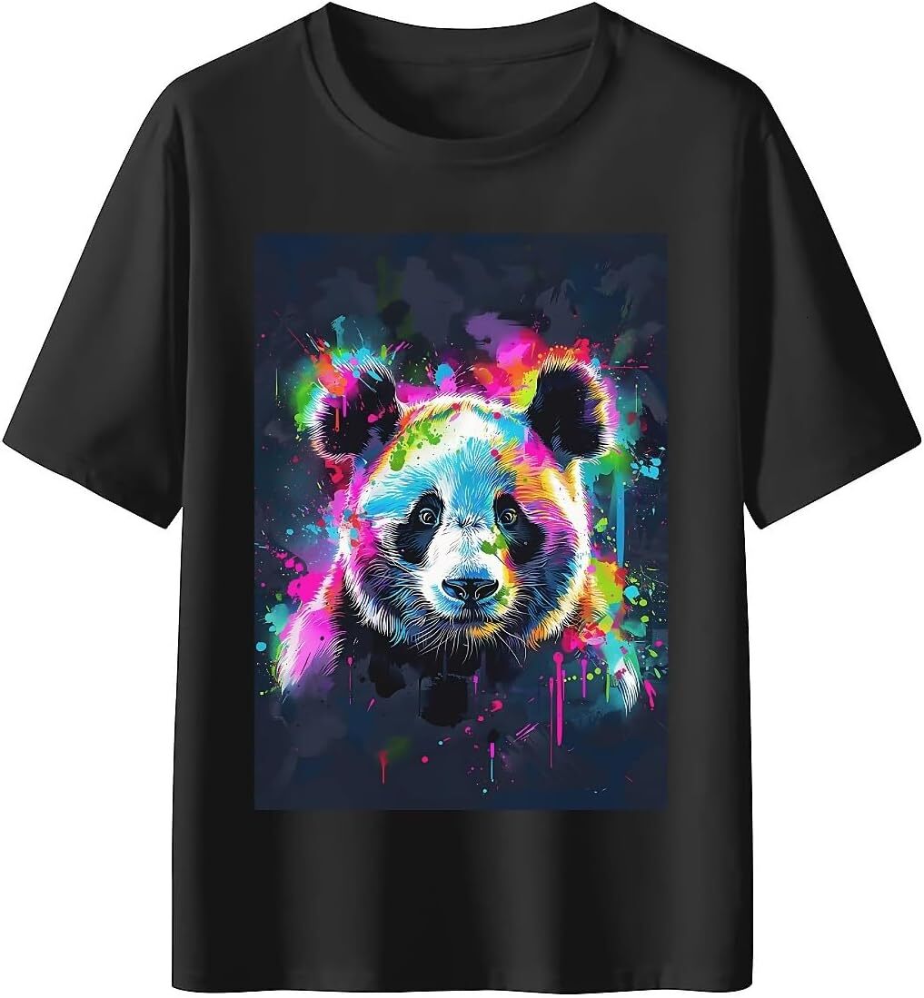 T shirt for Mens Mens Novelty T-Shirts Graphic 2D Print Summer Short Sleeve Colorful Panda Shirts Tshirt Graphic Tee Casual Tops Clothes Short sleeve