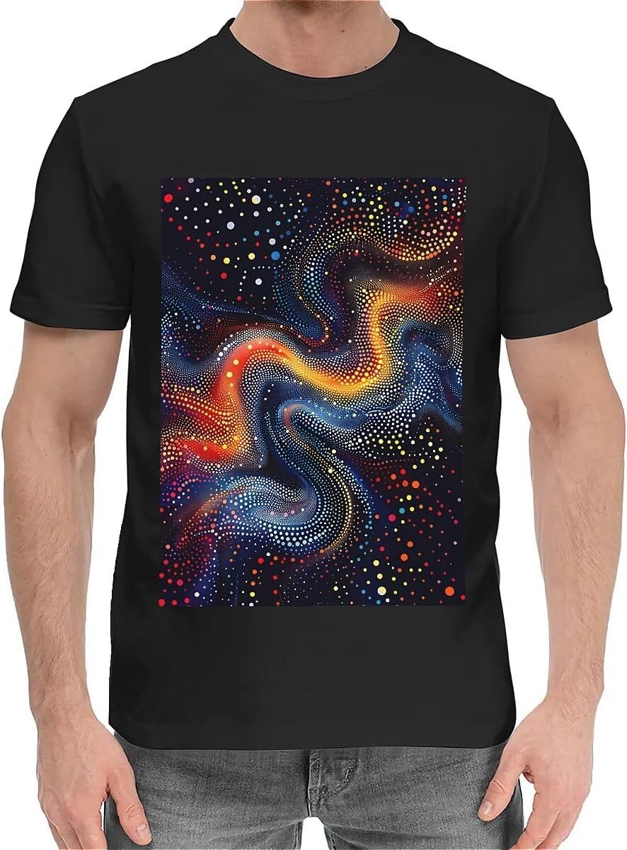 T shirt for Mens Mens Novelty T-Shirts Graphic 2D Print Summer Short Sleeve Colorful Dots Galaxy Shirts Tshirt Graphic Tee Casual Tops Clothes Short s