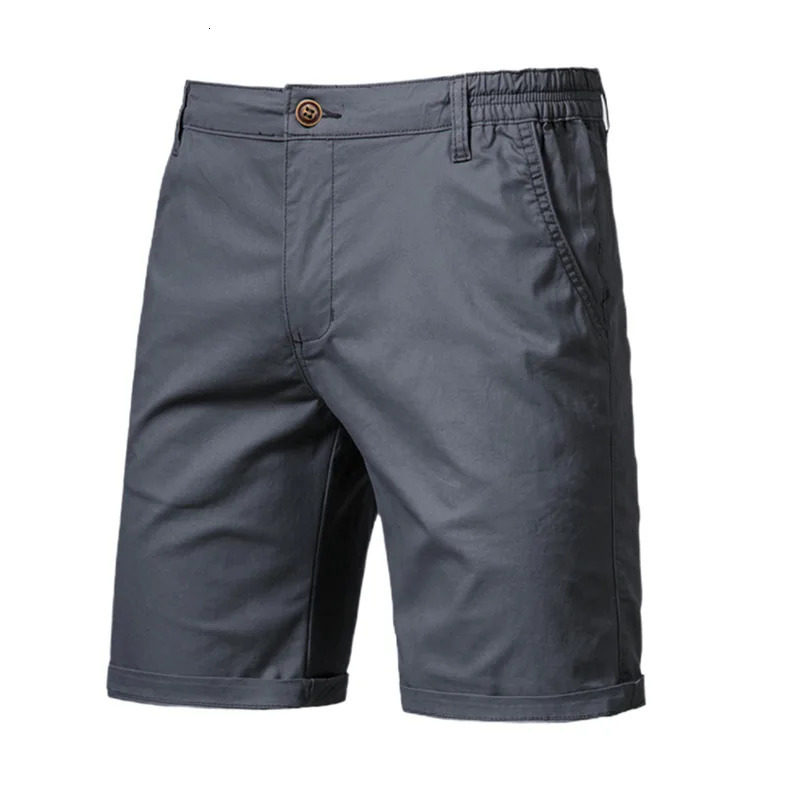 Men Shorts Summer Cotton Middle Waist Male Casual Business Men Shorts Printed Beach Stretch Chino Classic Fit Short Homme 250317