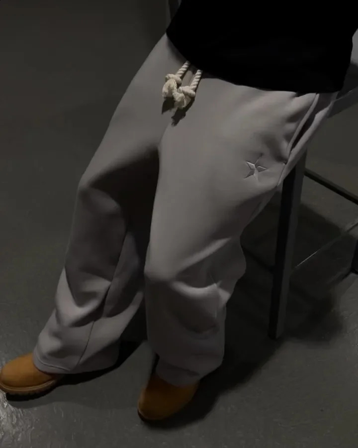 Sweatpants Y2K Pants Men Women Hip Hop Letter Embroidery Retro Double Layer Baggy Sweatpants Drawstring Jogg Casual Pants 250319