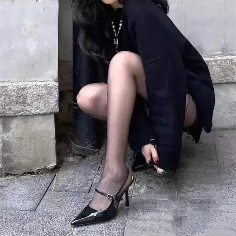 Closed Toe Sandals Cfort Shoes for Wen Suit Fem Beige High H Sexy Stiletto Fi Black Open High-heeled Y250319