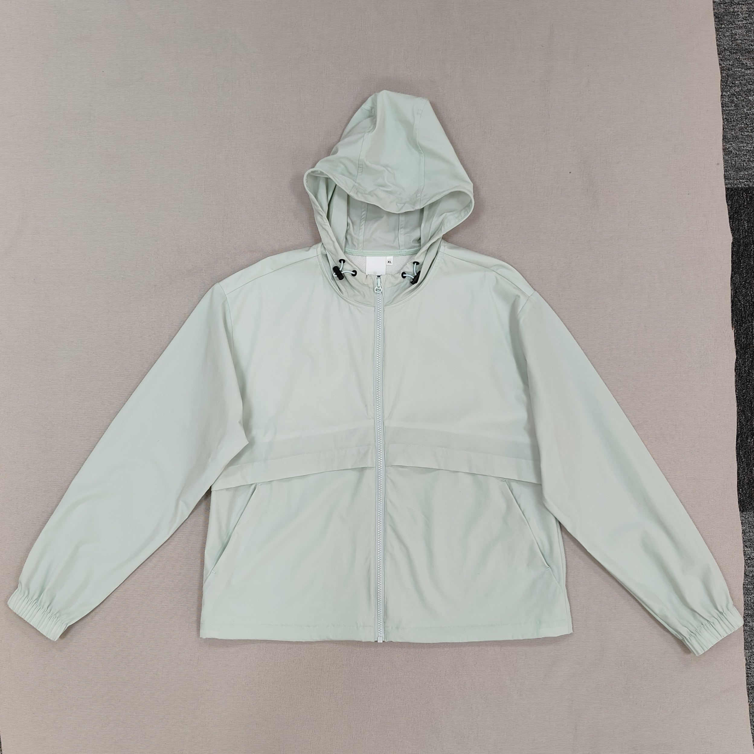 Light Green Active Hooded Jacket Lightweight Sports Jacket Panelled Zip Up Running Hoodie Mesh Lining Tracksuits Sweatshirt Loose Gym Clothes
