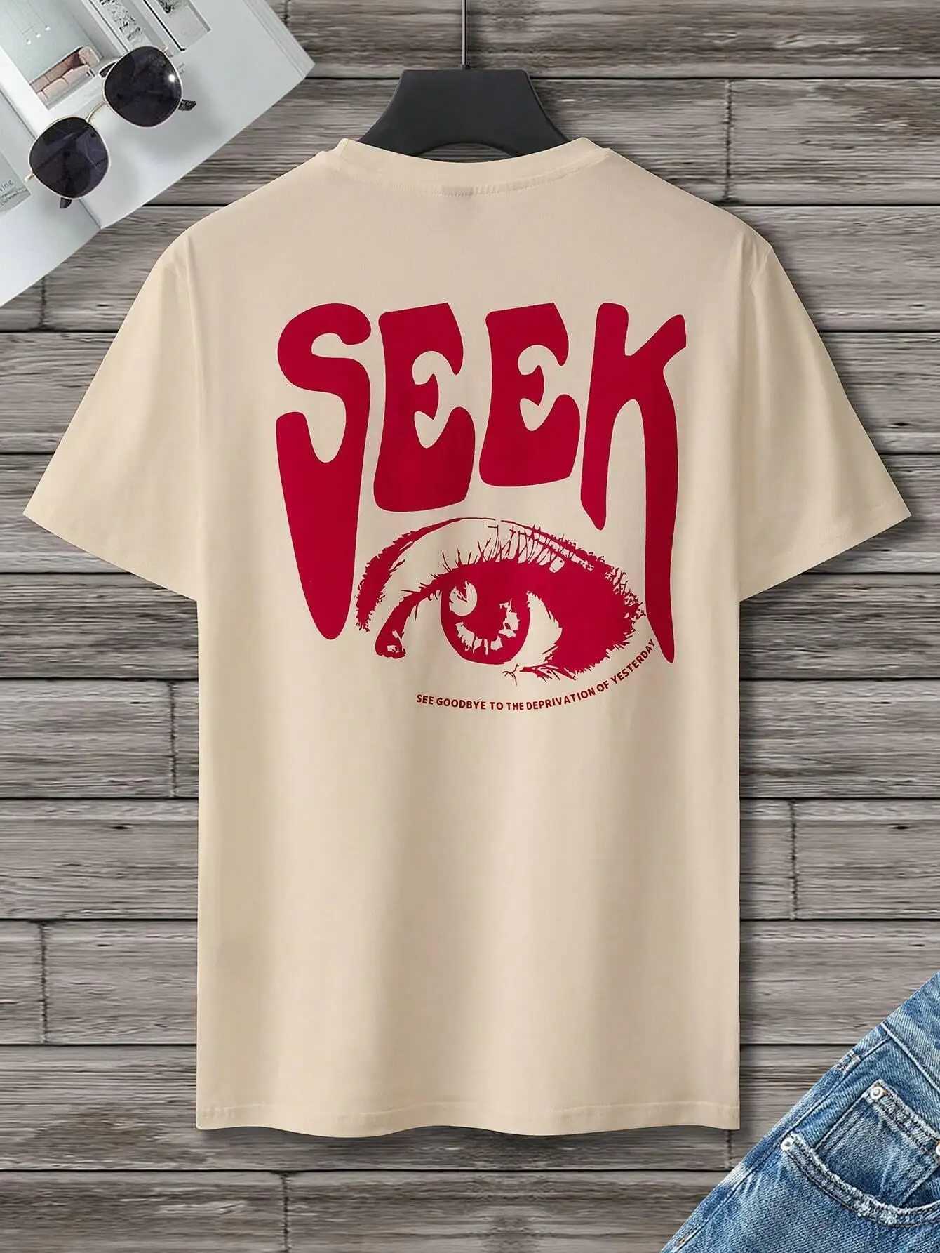 Seek Antidipated Gaze Printed T-shirt Mens Soft Loose T-shirt Breathable Summer Street Hip Hop T-shirt Cotton Loose T-shirtT250319