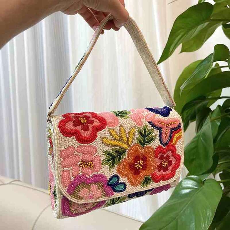 DOYUTIG Brand Indian's Handmade Bead Wer Tote Embroidery Beads Diagonal Handbag Vintage Party Single Shoulder Bag N021