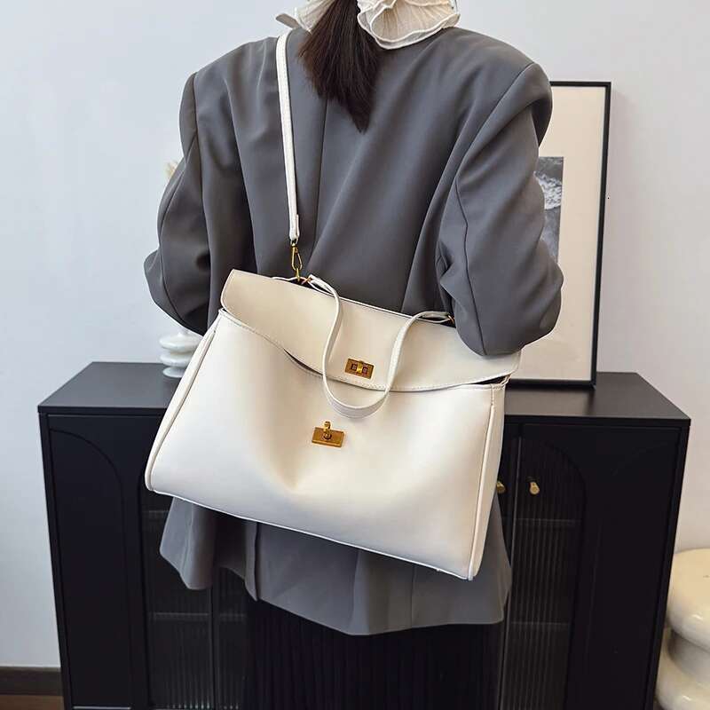 Branded Shoulder Bags Women Soft PU Leather Solid Color Large Capacity Shopper Totes 2025 Latest Designer Handbags