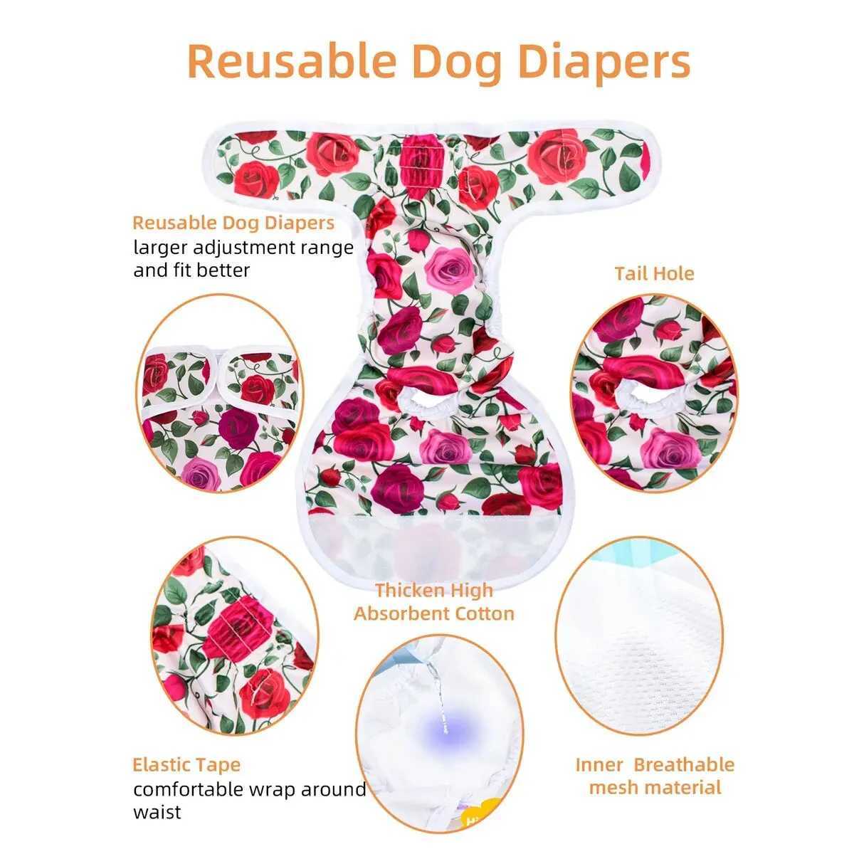 1 piece of reusable washable dog diaper female high absorbency dog diaper - adjustable size dog diaper Y250320