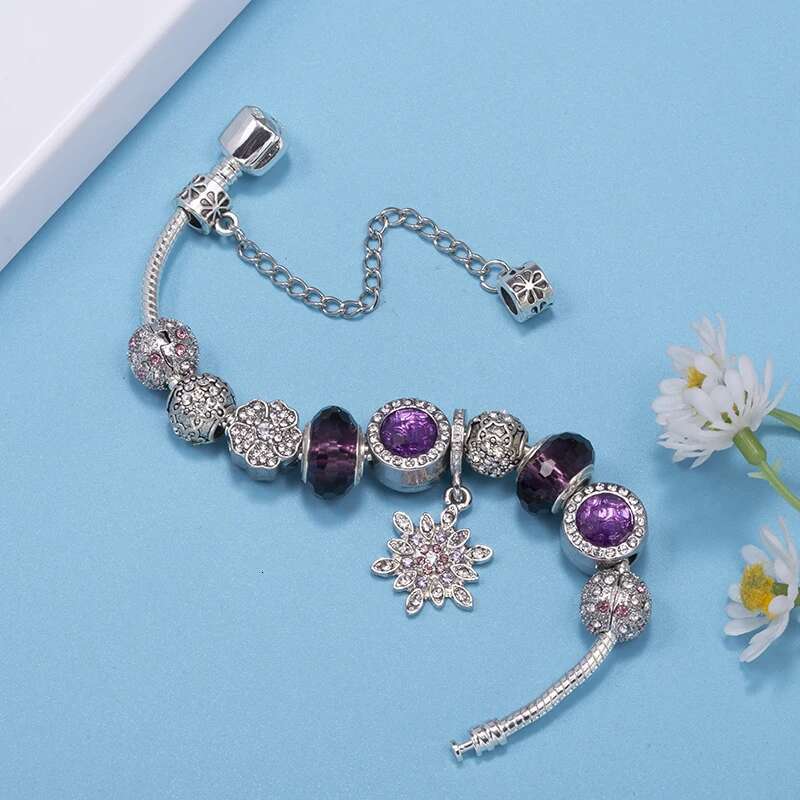 High-Quality Classical Snowflake Charm Bracelet With DIY Brand Bracelets Bangles For Women Men Girl Jewelry Gift Dropshipping