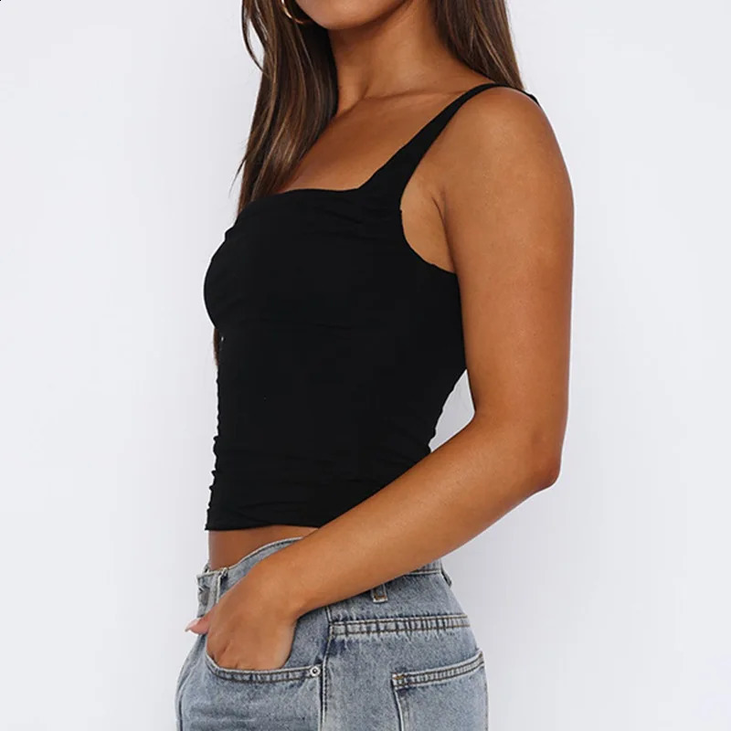 Sexy Tank Top Summer Sleeveless Solid Simple Crop Backless Basic Bodycon Streetwear Casual Fashion Camisole 250319