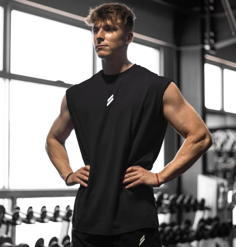 Summer Fitness Sports Tank Top Mens Breathable Loose Mesh Training Sleeveless Tshirt Quick Drying vest men Clothing 250319
