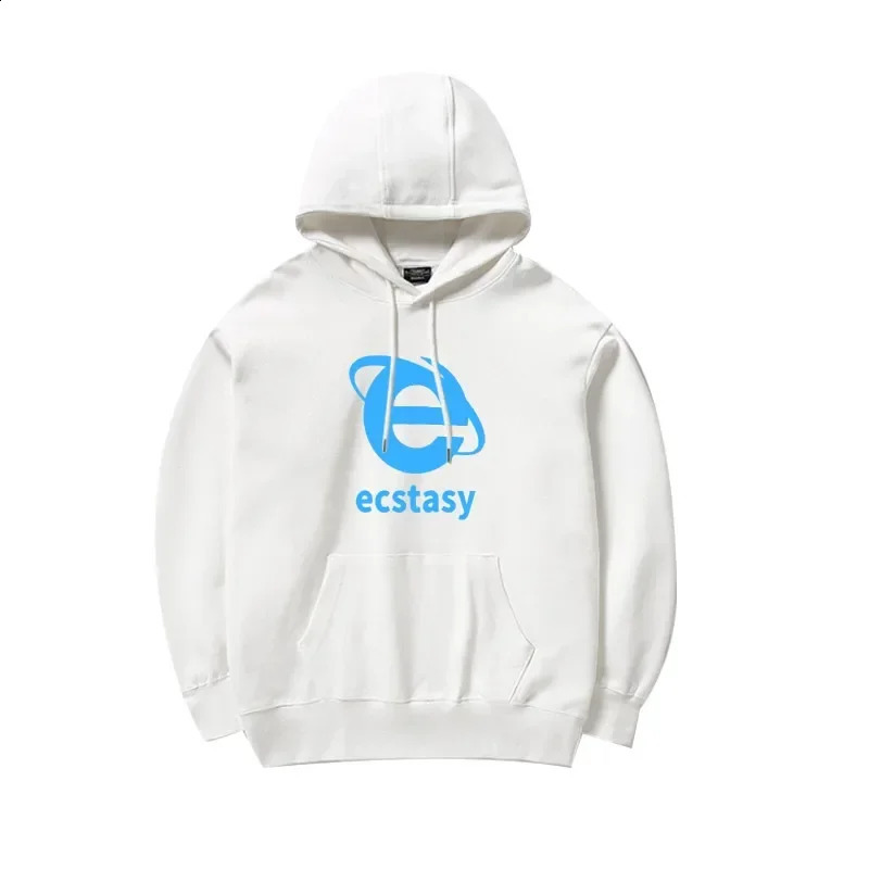 Streetwear Hoodie Ecstasy Letter Graphic Print Pullover Men Y2K style Oversized Harajuku Sweatshirt Hip Hop Hooded Clothes Women 250319