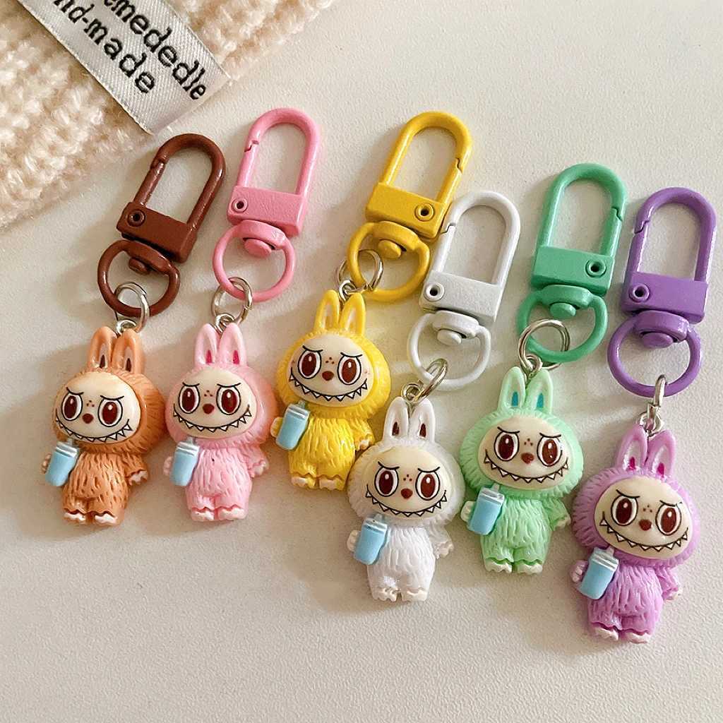 Cartoon Labubu Little Sheep Keychain Pendant Cute Labubu Water Cup Doll Bag Car Keyring Accessories Festival Gift Friends WomenXJ250319