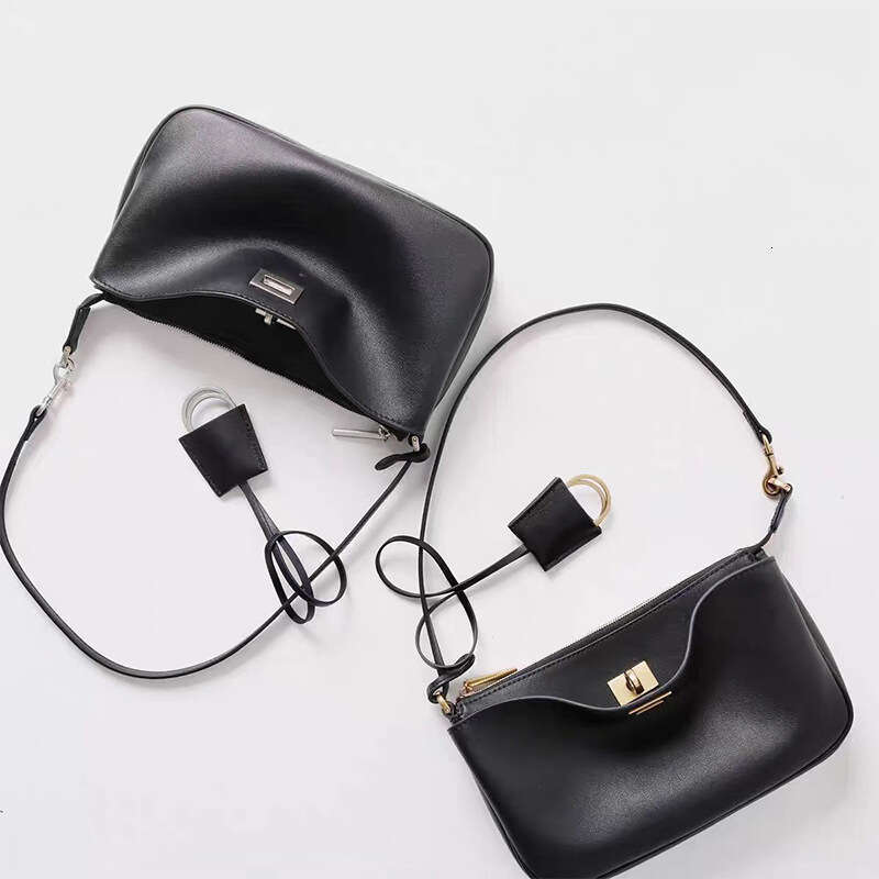 New Single Underarm Women's Genuine Leather Handheld Small Square Bag, Cross Shoulder Cowhide Stick Bag