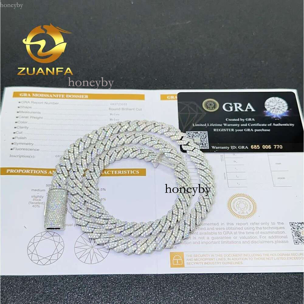 pendant necklaces designer for men Fine jewelry pass dia tester iced out Miami necklace Sterg Sier 13mm cuban k chain moissanite