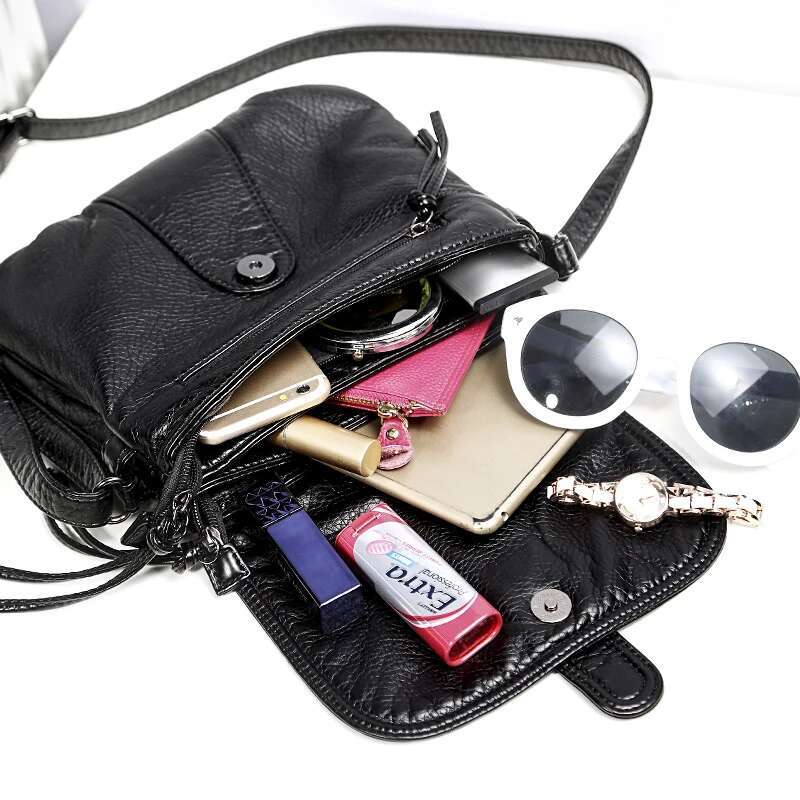 Soft Leather Women Messenger Casual Women's Shoulder Crossbody Female Handbag Black Bolsa Feminina Girl Bag
