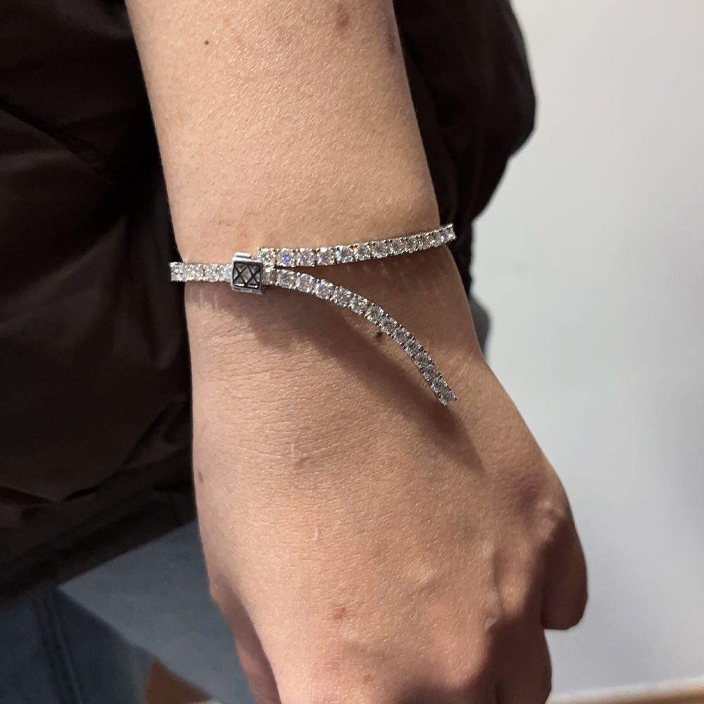 FEOBUR 3mm Real Moissanite Tennis Bracelet for Women Men Adjustable Lab Diamond Hand Chain 925 Sterling Silver Trendy Jewelry