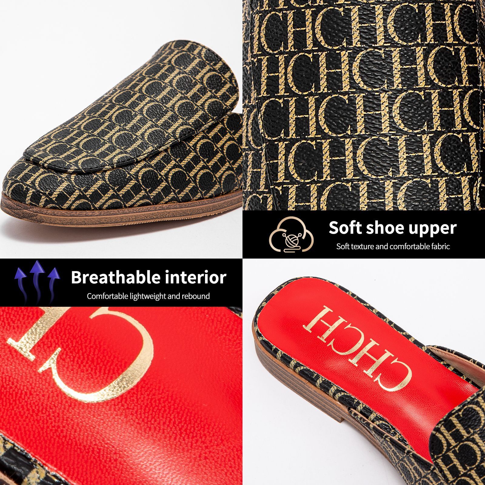 CHCH Classic Trendy Home With Letter Printing Fashion Slippers Outdoor Lightweight Women's Shoes