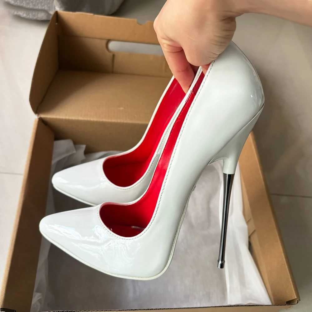 New Arrival High H Sexy 16cm White Red inside Wan Pumps Runway Cross Dresser Club Unisex Shoes Big Szie 44 45 46 Y250319