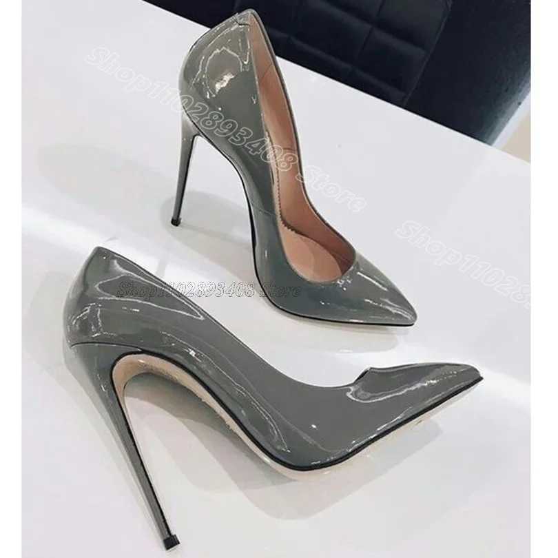 Apricot Patent Leather Stiletto Pumps Pointed Toe Solid British Style Slip Dress Party Wen Sexy Shoes For Women Y250319