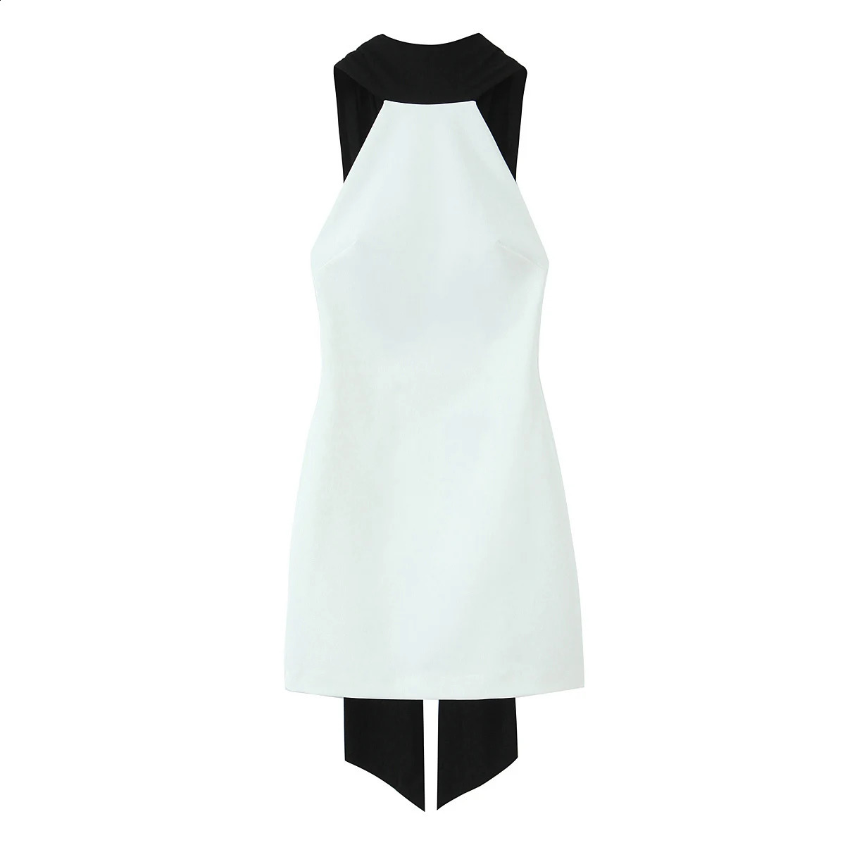 Spring 2025 womens clothing simple style weight loss splicing sleeveless round neck short skirt 250319