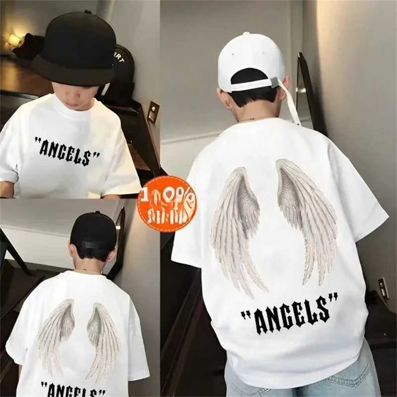 2024 Summer Childrens T-shirt 100% Cotton Street Fashion Printed Cartoon Childrens T-shirt Y2k Short Sleeve TopT250320