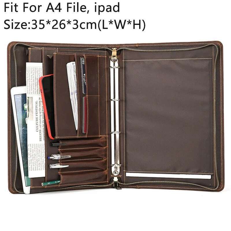 Luufan Mens Clutch For A4 Files Genuine Leather Zip Around Document Bag Ipad Case Cowhide Man Business Handbag Phone Bag