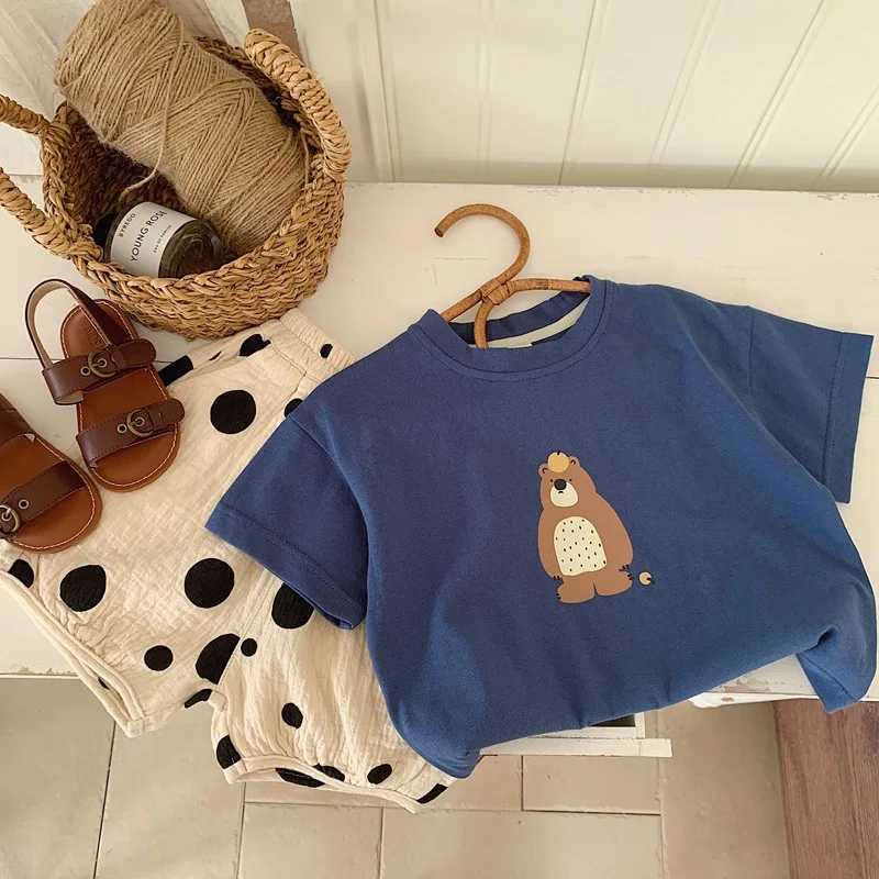 2025 Summer Childrens T-shirt Cartoon Top Boys and Girls Short Sleeve Childrens T-shirt Cotton Preschool ClothingT250320