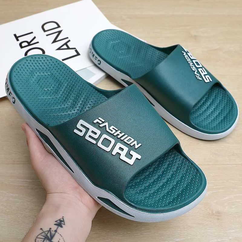 Fi Mens Summer Slippers Indoor Sports Style Thick Bottom Lightweight Breathable Bathro Outdoor Beach Cfort Shoes Y250320