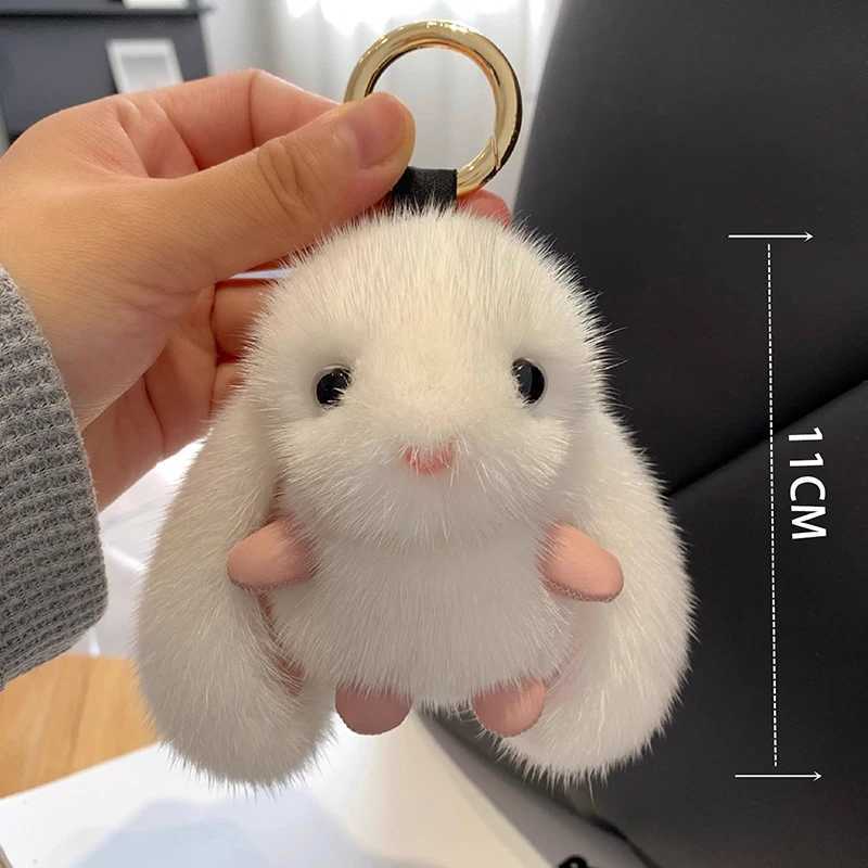 Cute fluffy rabbit keychain ring plush fluffy rabbit bag pendant couple car keychain jewelry giftXJ250319