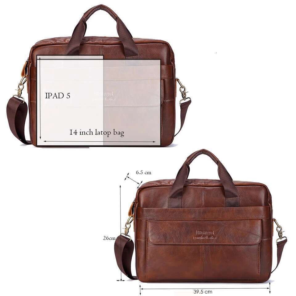 Men Genuine Handbags Casual Leather Laptop Male Business Travel Messenger Bags Men's Crossbody Shoulder Bag