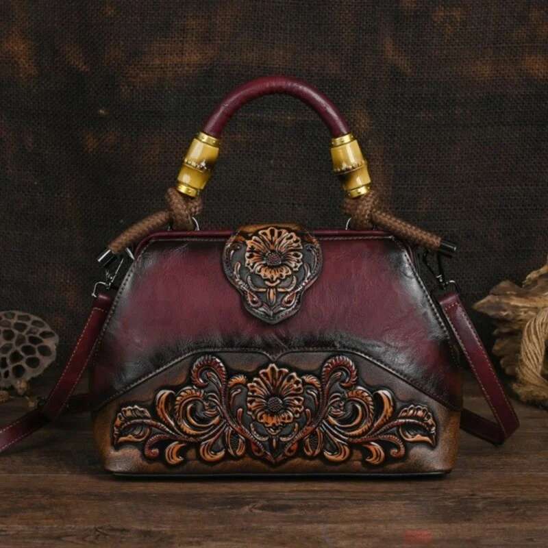 MOTAORA Handmade Handbags For Women Leather Shoulder 2025 New Vintage Carved Ladies Hand Bags Designer Bag