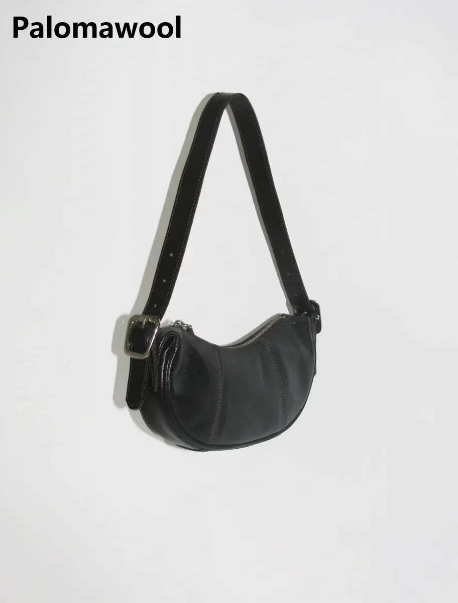 Wool Paloma New Women's Brand Cowhide Curved Moon Underarm Single Shoulder Crossbody Bag