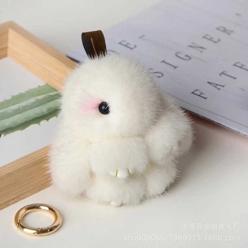 Cute rabbit real mink rabbit keychain bag wallet charm animal lover pocket girl gift accessoriesXJ250319
