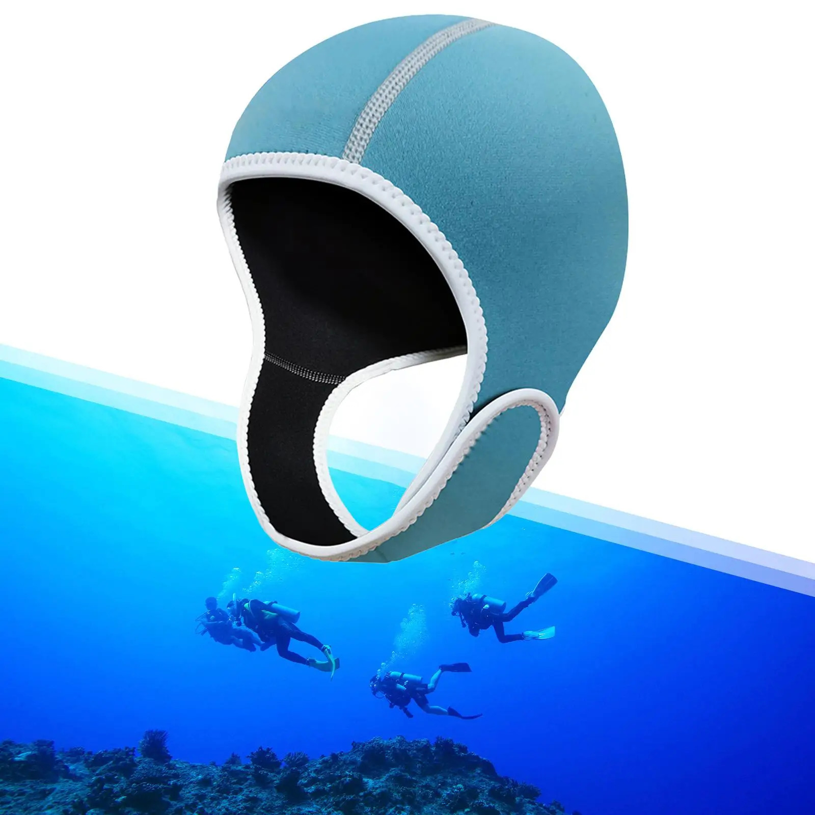 Diving Hood with Chin Strap Ear Protective 2mm Neoprene Wetsuit Hood Swimming Hat Surfing Hat for Women Men Winter Sailing Canoe 250320