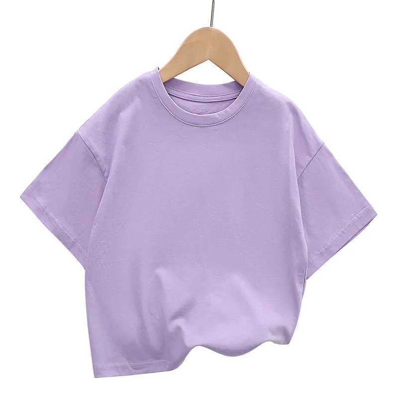 Summer Childrens Short sleeved T-shirt New Fashion Kids Shoulder Down T-shirt Top Cotton Trendy Student Tee 2-12 years oldT250320