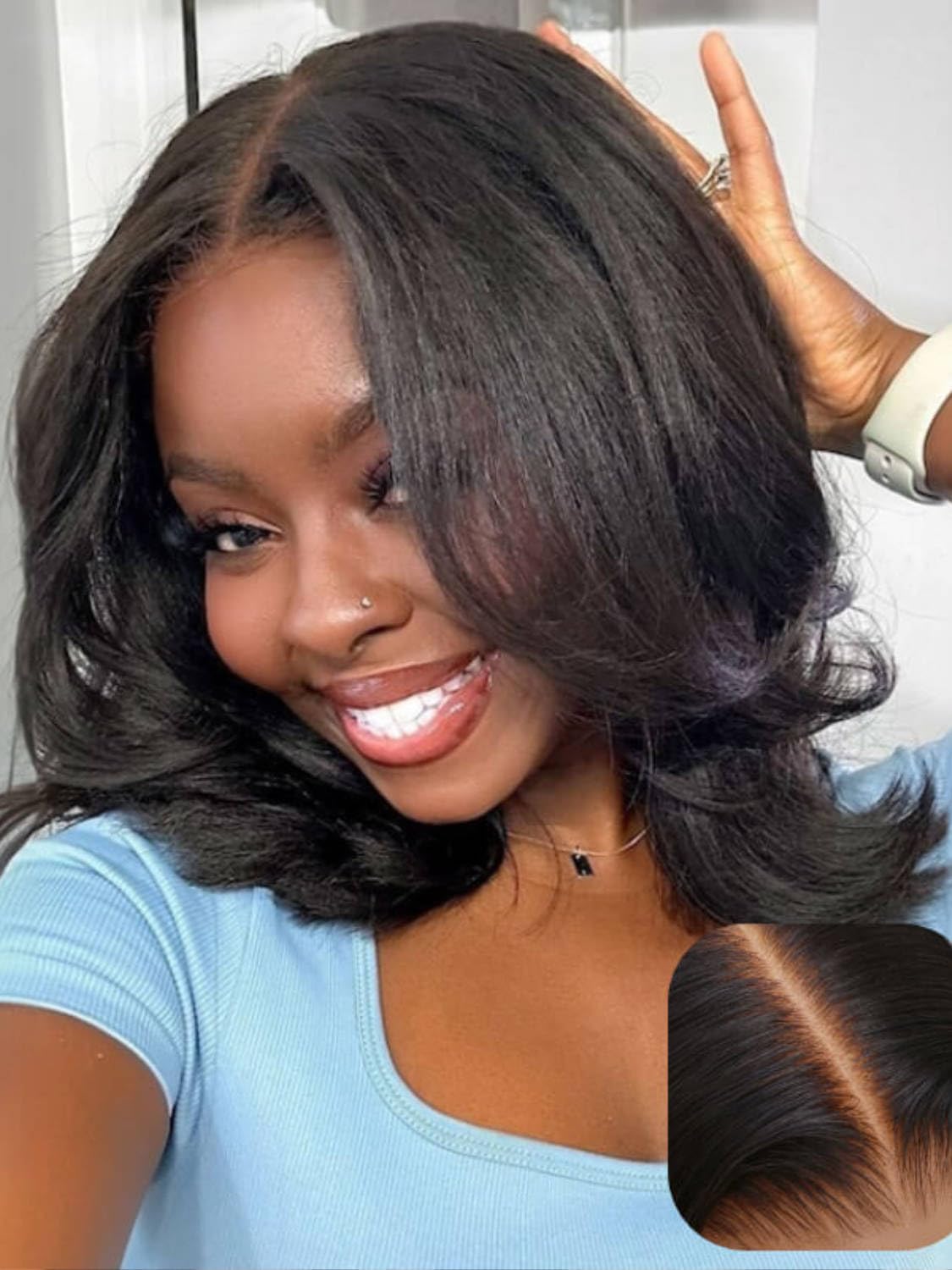 Yaki Straight Glueless Bob Wig Human Hair 5X5 Bye Bye Knots Wear and Go Wig Pre Cut Lace Closure Wig Pre Plucked Easy Install No Skill Needed 150% Den